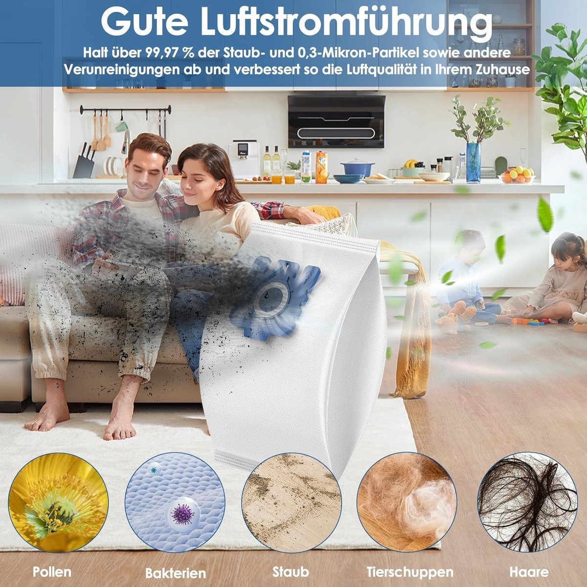 SnelShoppen - 12 Stuks Stofzuigerzakken voor Miele GN 3D Complete C3 C2 C1 | Vervangende Stofzakken met 6 Filters | Perfect voor S2000, S5000, S8000 S