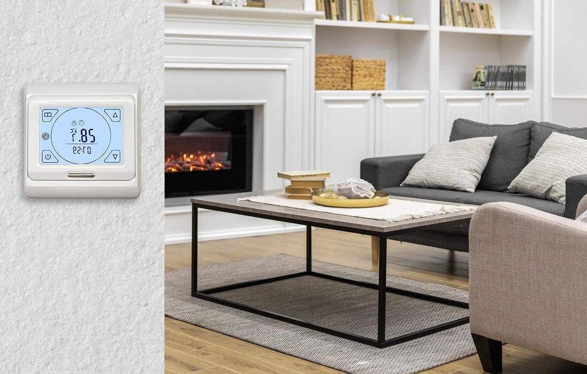 Digitale Thermostaat - Kamerthermostaat Programmeerbaar - Energie Besparen - LCD Touchscreen - 16A - Wit