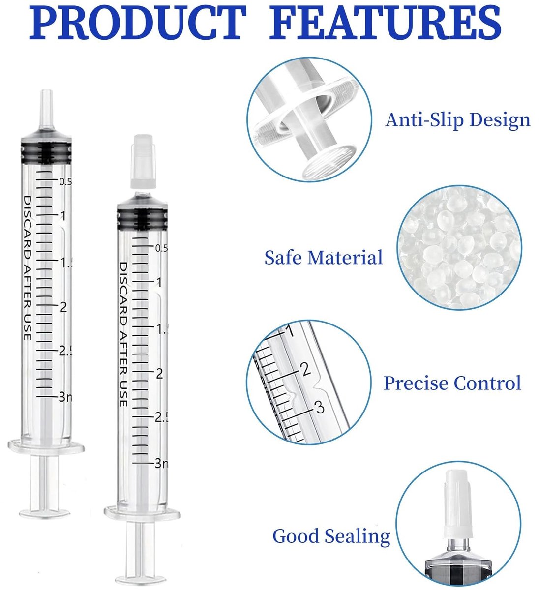 Dailygoods - 50 Stuks 3 ml Plastspruiten zonder Naald voor Colostrum Collectie