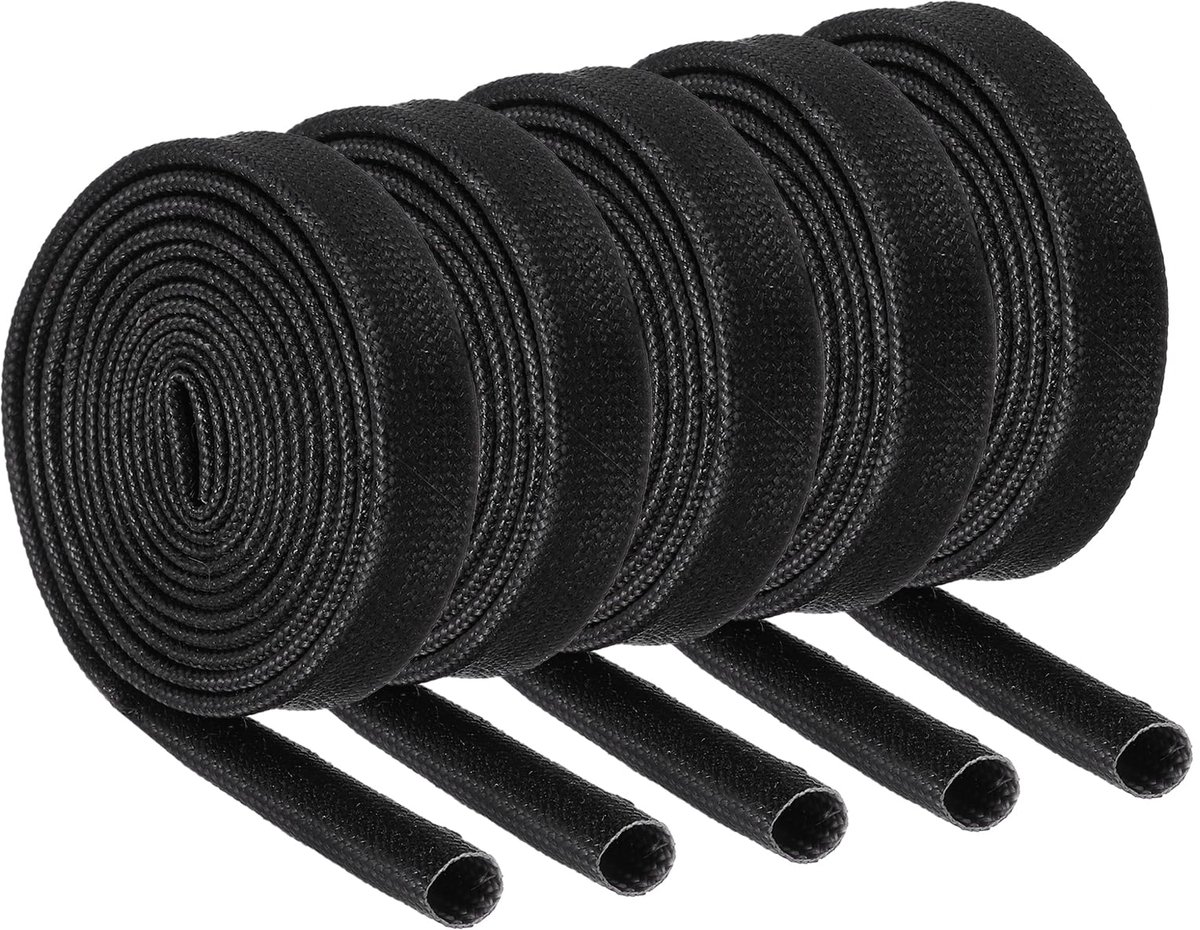 Dailygoods - Set van 5 Vlecht Kabelisolatie Covers - Zwart, 8.5m