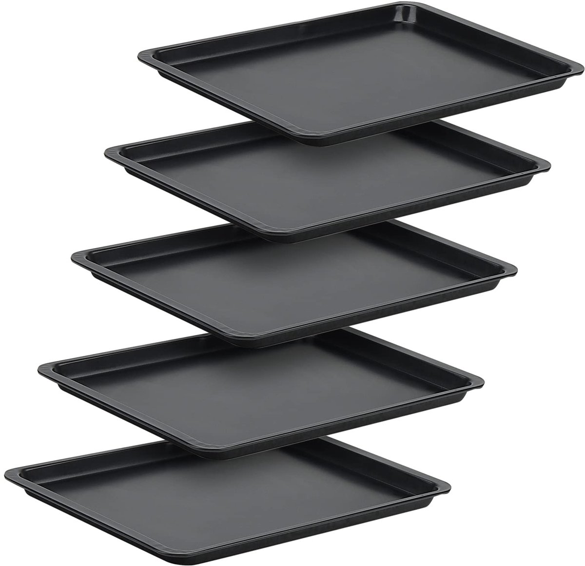 Dailygoods - 5 Stuks Carbon Staal Bakvormen - Antiaanbak Coating 37 x 25 cm