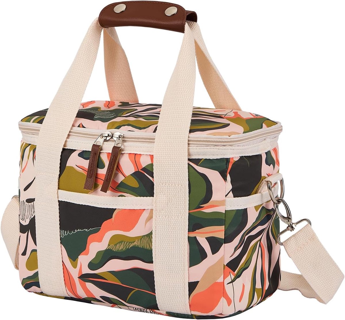 VHV-Kühltasche 9L - Thermische Lunchtas met Verstelbare Schouderriem - Herbruikbare Lunchtas voor Werk en Picknick - Isolatietas voor School en Kantoor - Dessin: C-Grüne Blätter