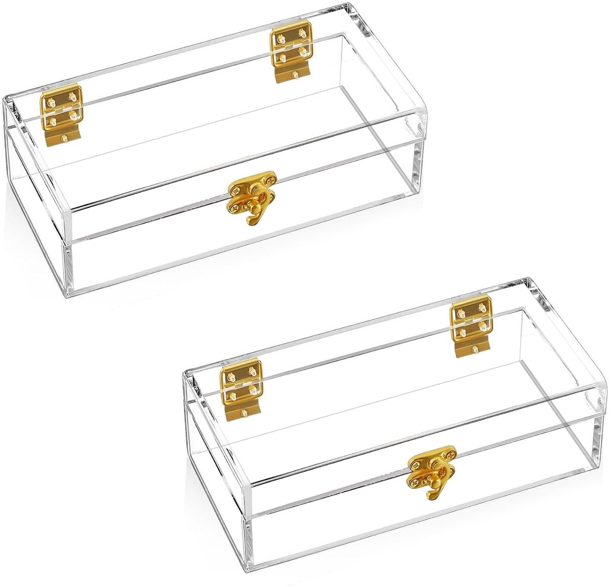 Dailygoods - 2 Stuks Transparante Acryl Geldcassette - Geldopbergdoos voor Munten en Bankbiljetten