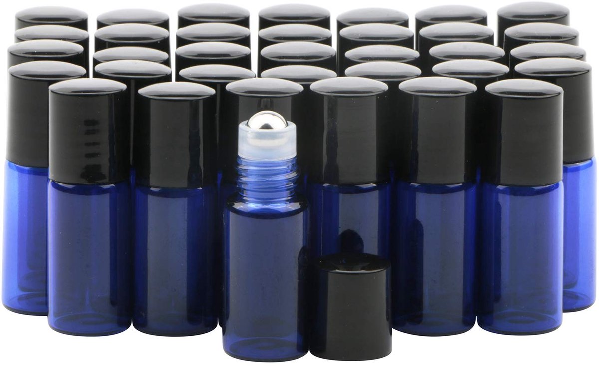 Dailygoods - 35 Stuks Kleurige Glazen Roll-on Flessen - Perfect voor Essentiële Oliën