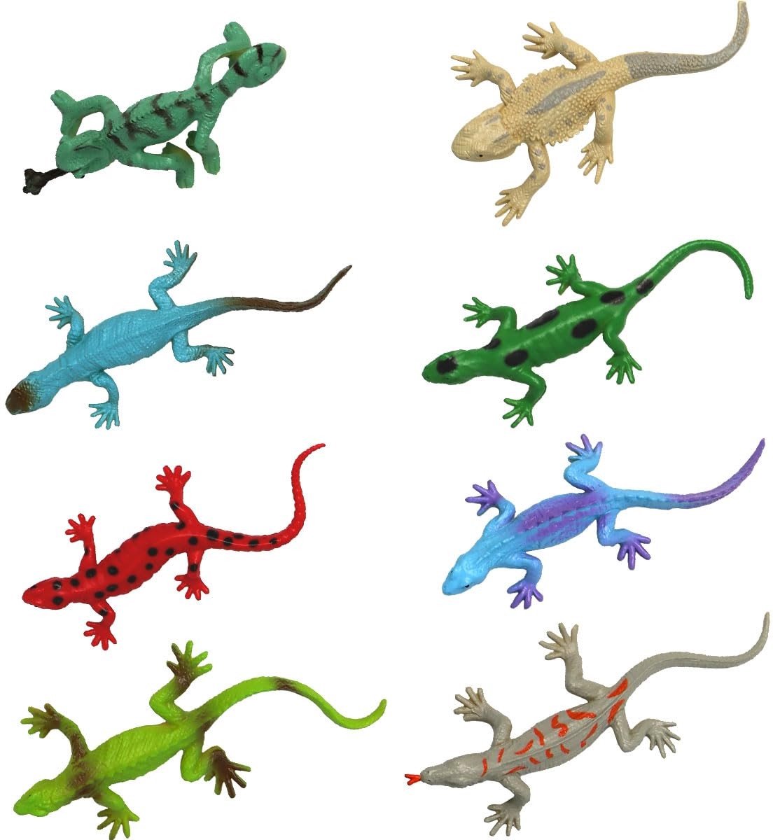 Dailygoods- Hagedissen Realistische Rubber Hagedissenfiguren - Speelgoed Figuren - Reptielen Decoratie - 8 Stuks - PVC Materiaal - 8-10 cm Grootte - Speelgoedfiguren