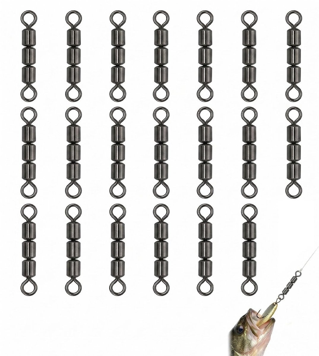 Dailygoods- Viswervels Drievoudig - 20 Stuks - 16 mm - Roestvrij Staal - Hoge Snelheid - Antitorsie Lijn - Voor Zoet/Zout Water - Visclips