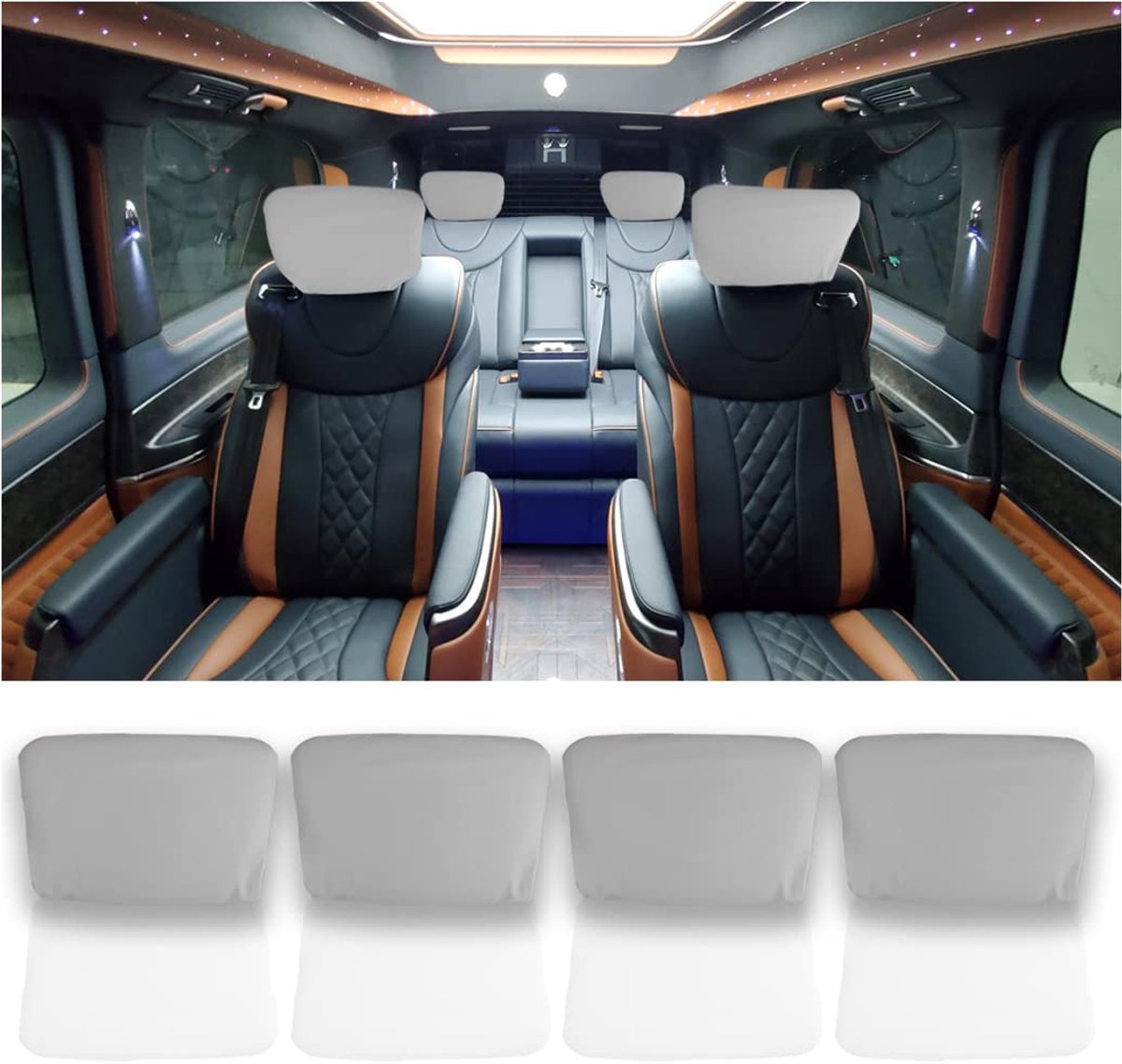 Dailygoods - Hoofdsteunhoes - Auto hoofdsteun bescherming - Stofdicht en wasbaar - Grijs - Hoofdsteunafdekking voor vrachtwagen en bus - 4 stuks