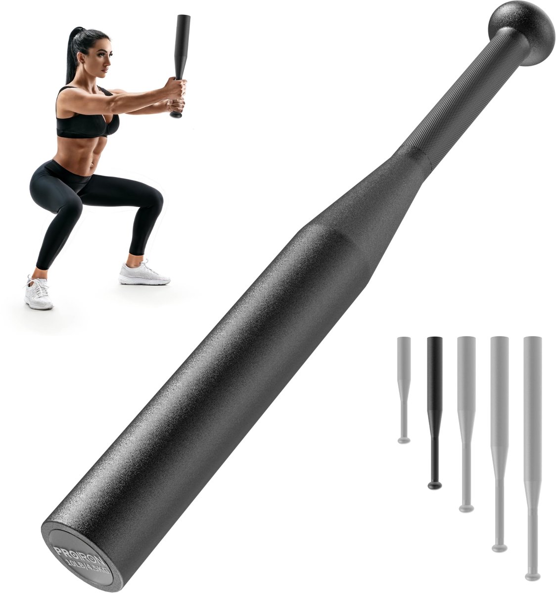 Dailygoods- Macebell Staal - Clubbell - Trainingsracket - Kracht - Coördinatie - Zwarte lak - Schokbestendig - Fitnessclubbell