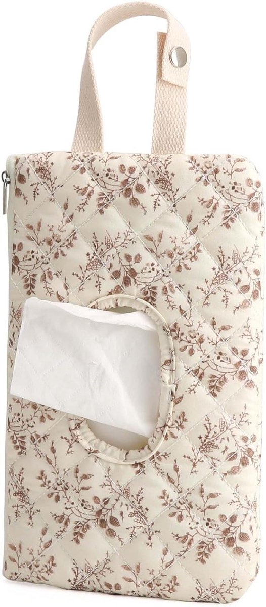 Baby luier tas - Mama organizer - Draagbaar onderweg - Stijlvol bloemenpatroon - 26 x 15 cm - Wit