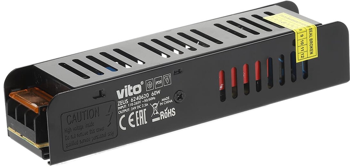 VITO Zeus - LED Transformator 24V 60W 2.5A - Compact - IP20 - LED Strip Voeding 24V