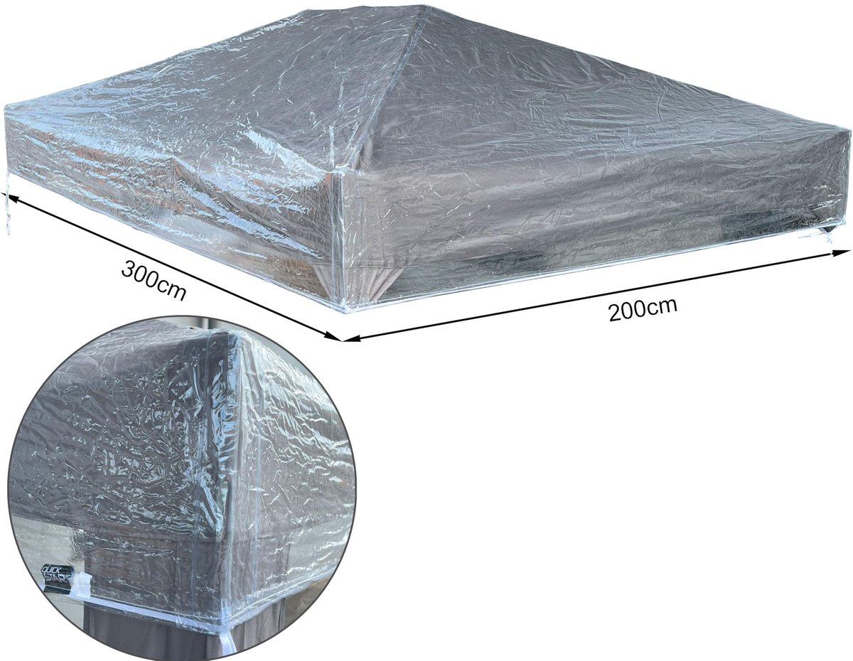 SnelShoppen - Paviljoen Beschermkap 2x3m Waterdicht Transparant - Ideaal voor Tuin, Feest, Camping, Bescherming tegen Regen en UV-Stralen