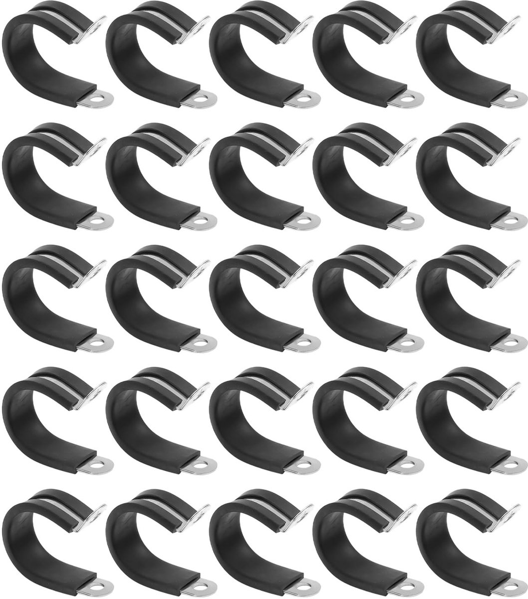 Dailygoods - Pack van 25 RVS Slangklemmen - Zwart - Voor Hoses en Kabels