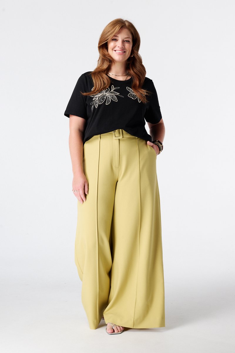 MS Mode Broek Wide leg broek met ceintuur