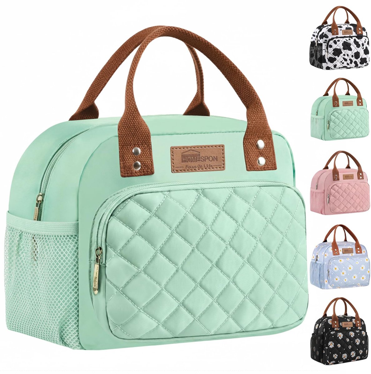 SnelShoppen - Geïsoleerde Lunchtas voor Vrouwen en Mannen, Koeltas Lunchbox Draagtas in Groen, Perfect voor Werk, School, Picknick en Meer