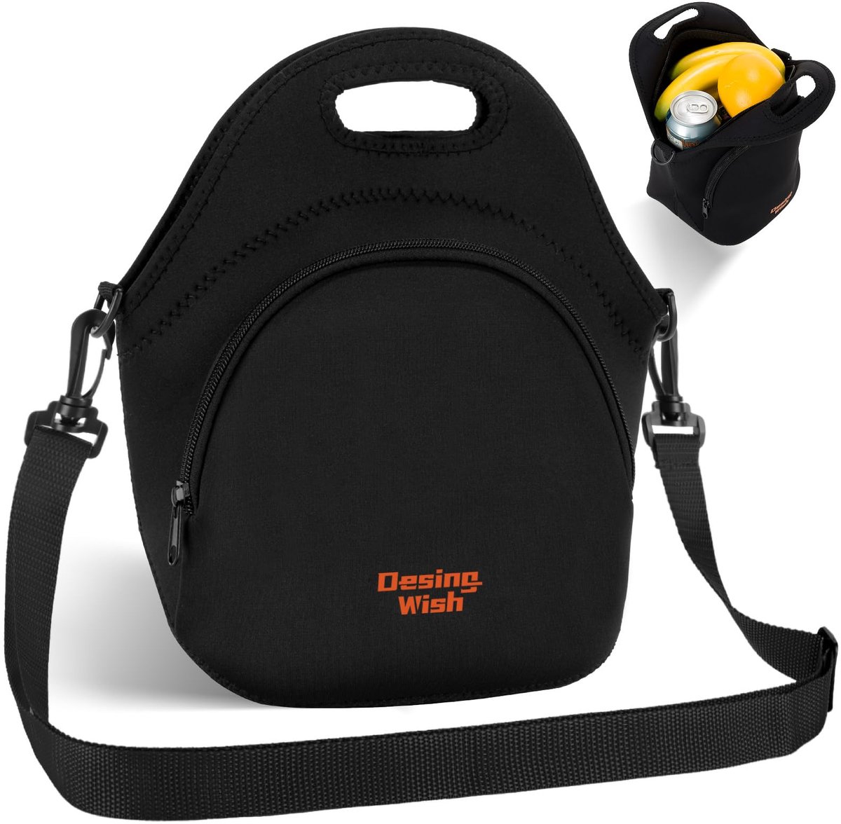 SnelShoppen - Design Wish Thermotas voor Levensmiddelen - Neopreen Lunchtas met Schouderbanden voor Dames en Heren, Ideaal voor Werk, Picknick en Camp