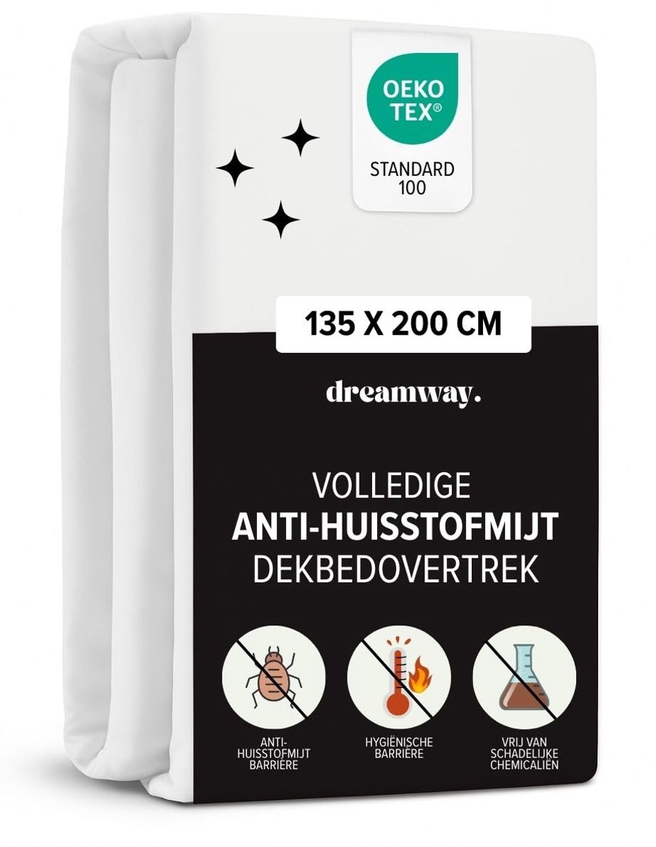SnelShoppen - Antimijthoes Dekbed 135x200 cm - Allergievriendelijk Dekbedbeschermer - Wasbaar op 95°C - Antimijt met Ritssluiting voor Optimale Hygiën