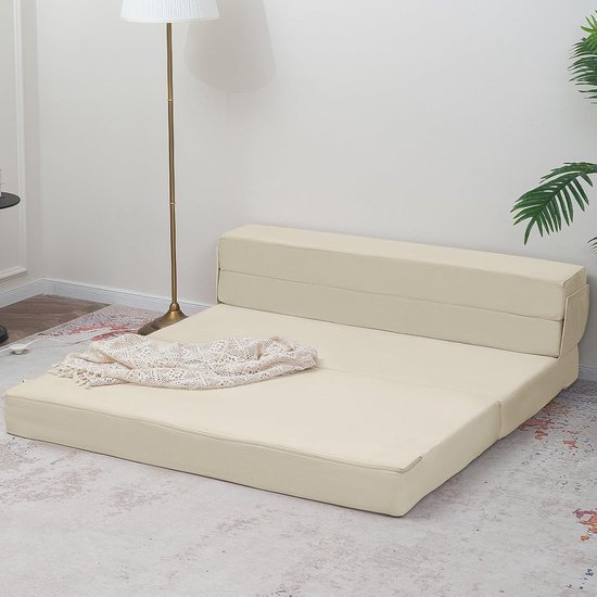 Opvouwbaar Matras - Gastenmatras Futon - Flexibele Slaapplek - Schuim met Hoge Dichtheid - 75 x 195 cm - Beige — afbeelding 2
