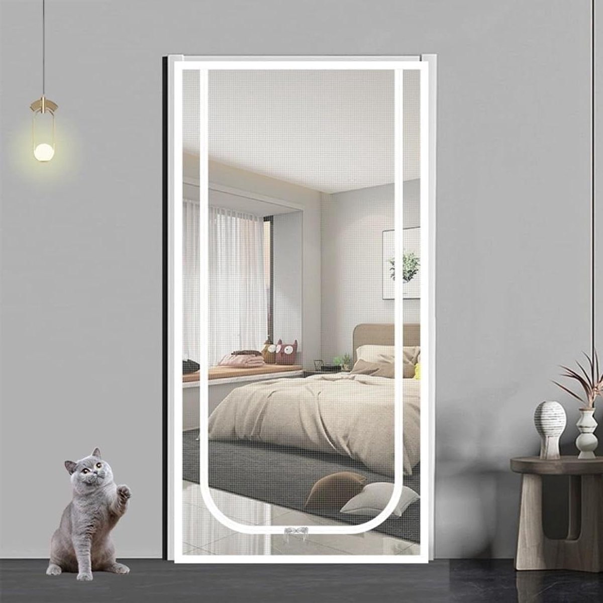 Kattenhor Balkon - Huisdierhor Woonkamer - Veilig Buiten - Met Rits - 90x210cm - Zwart
