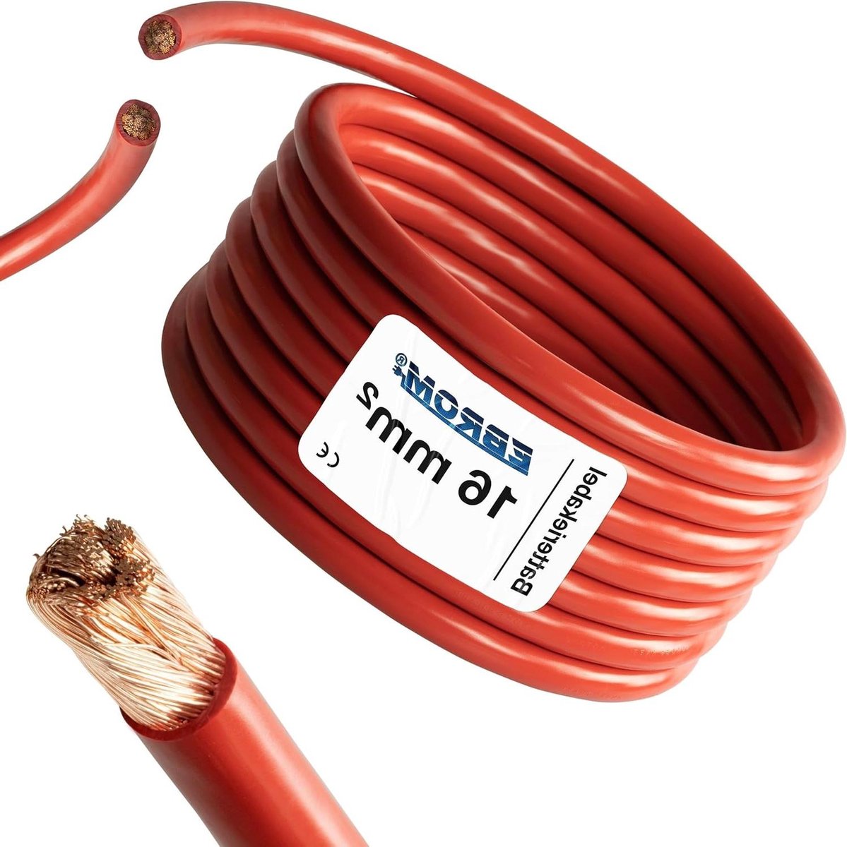 Batterijkabel - Koperdraad - Elektrische verbindingen - Zuiver OFC koper - 3 meter 16 mm² - Rood