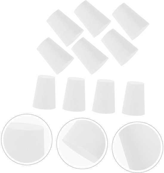 Rubberen Flesstopjes - Afsluitpluggen Sluitingen - Laboratorium Experimenten - Zonder Gat Ontwerp - 15mm x 11mm - Wit — afbeelding 4