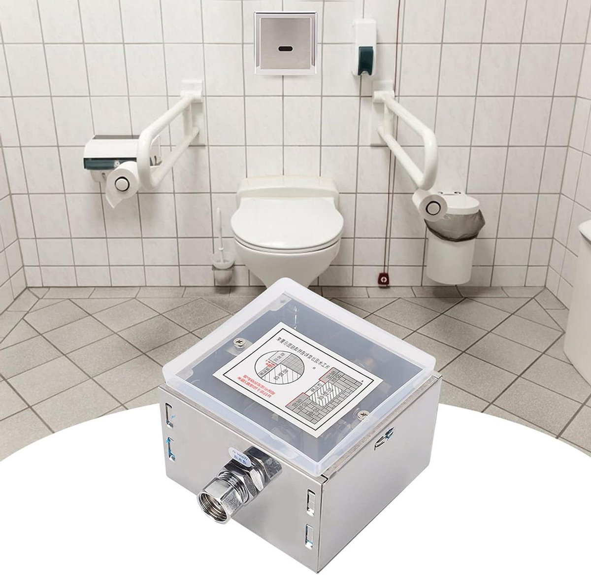 Urinoirspoeler Infrarood - Automatische Spoeler - Hygiënisch Werken - Roestvrijstalen Paneel - 13.5 x 13.5 cm - Zilver