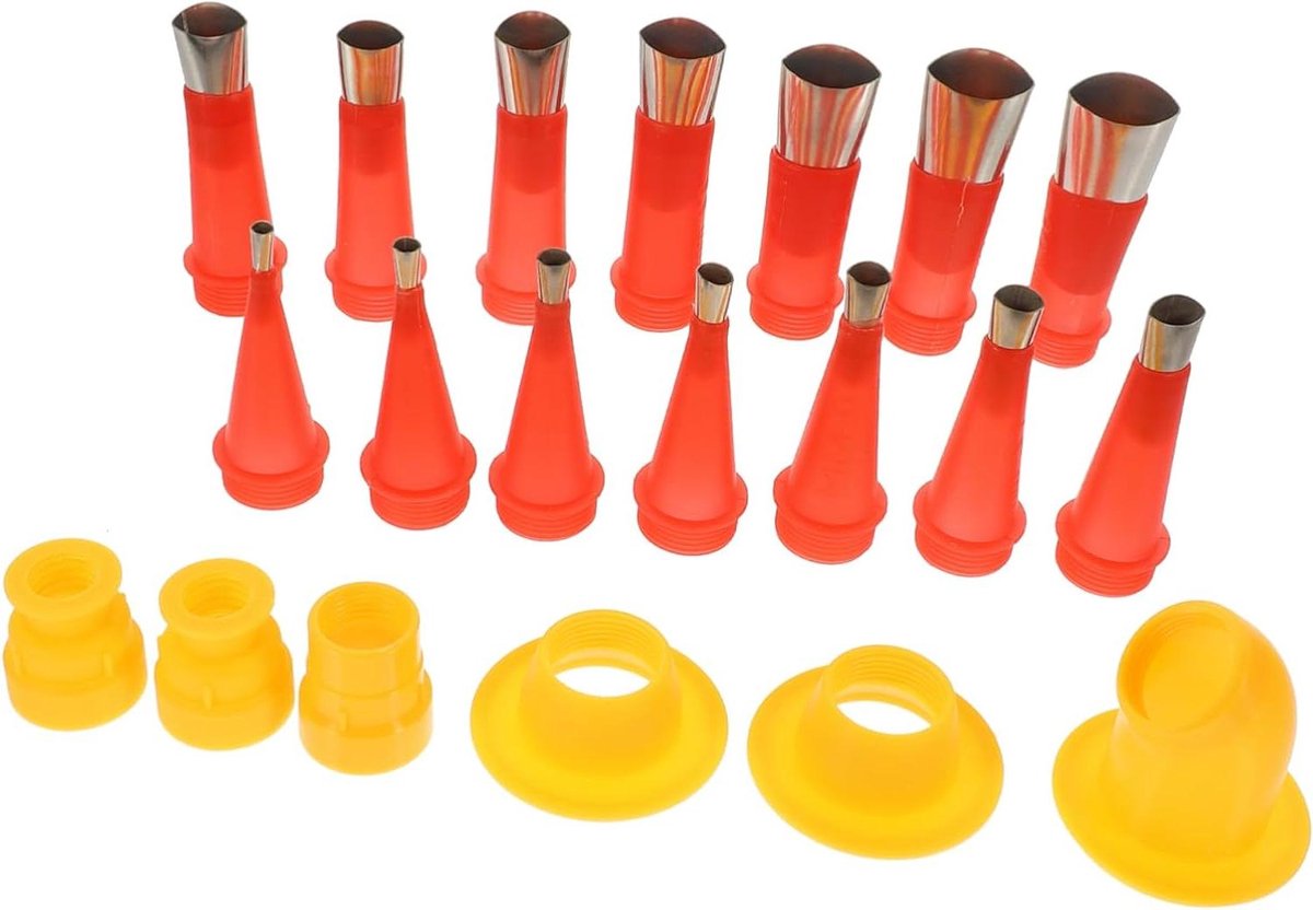 Kit Afwerkingsgereedschap - Kitspuit Mondstukken - Gladde Kitranden Maken - Roestvrij Staal & ABS - 14 Stuks - Grijs
