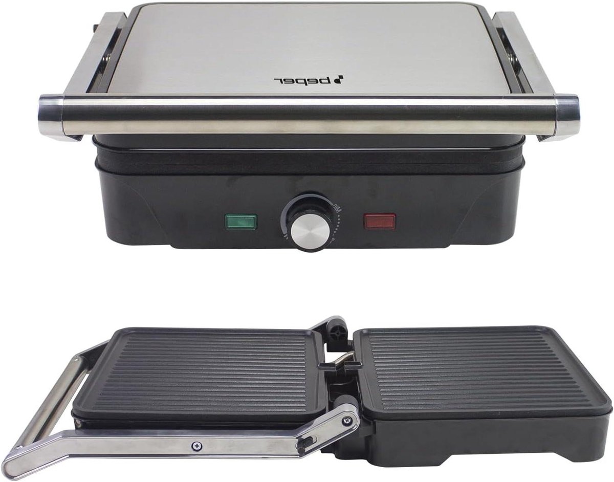 Elektrische Grill - Contactgrill Bakplaat - Gerechten Bereiden - 3-in-1 Functie - 28x25 cm Platen - Zwart