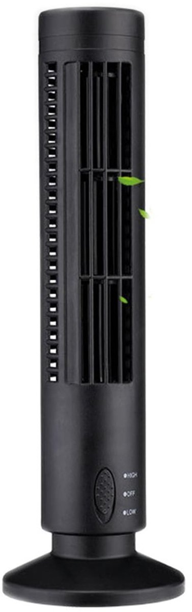 SnelShoppen - Torenventilator USB 32,8 cm - Draagbare Bureauventilator - Staande Vloerventilator - Oscillerende Ventilator zonder Vleugels - Zwart voo