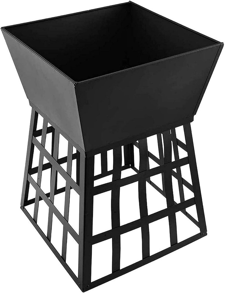 Metalen Vuurkorf - Buitenhaard Barbecue - Terras Verwarmen - Vierkant Design - Draagbaar - Zwart