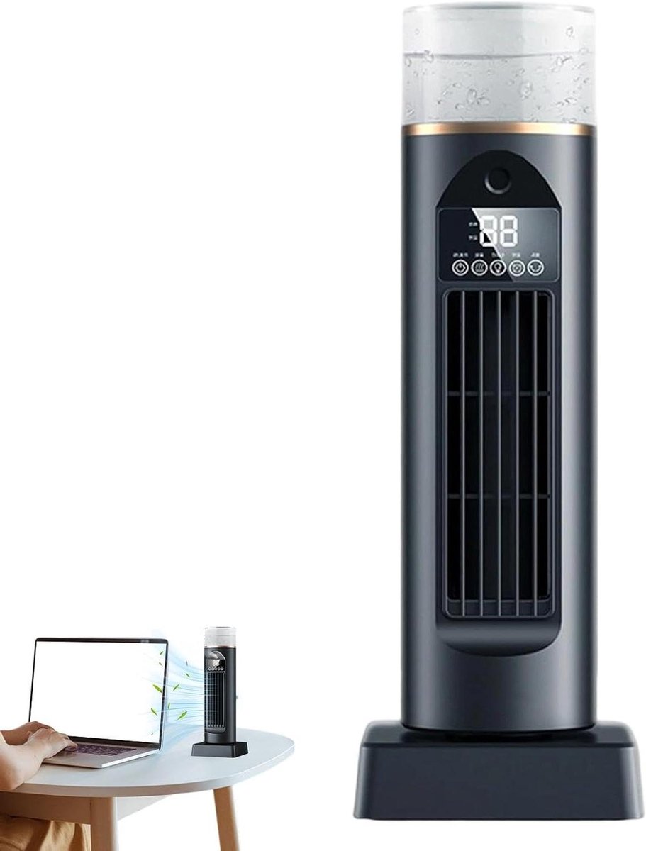 Bladeloze Torenventilator - Stille Zomer Ventilator - Kamerkoeling - Zes Snelheden - 38 x 14 x 38 cm - Zwart