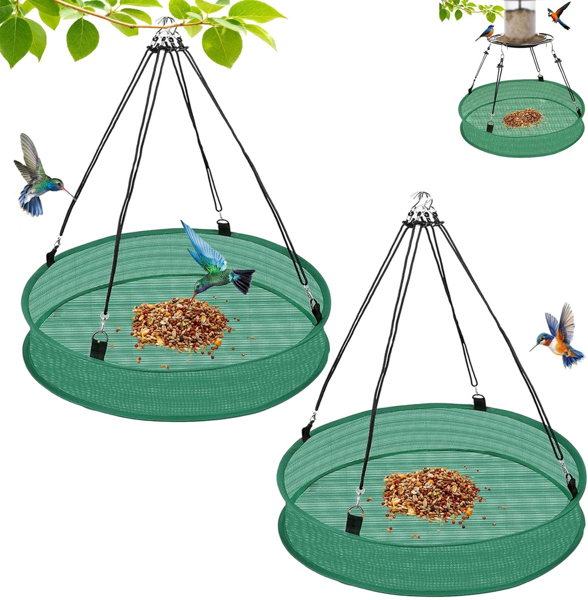 SnelShoppen - Upgrade Vogelvoederopvangbak voor Vogelhuisjes met Verstelbare Ophangbeugel - Robuust Voederstation voor Wilde Vogels in Tuin en Balkon