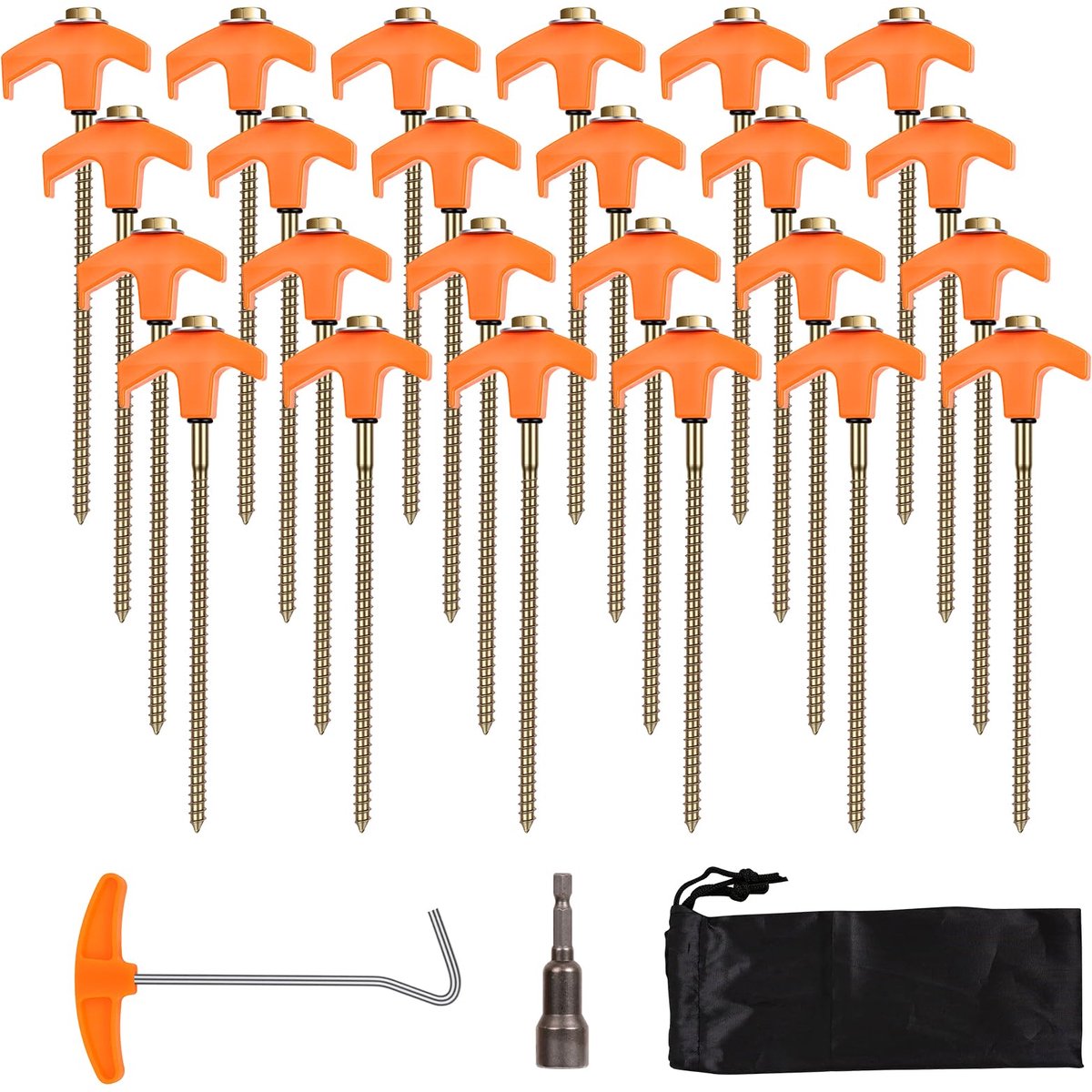 SnelShoppen - Tentstokken Schroef 24 Stuks - Zware Tentharingen voor Camping, Tuin, Feest - Duurzaam Materiaal, Ideaal voor Stabiele Opbouw