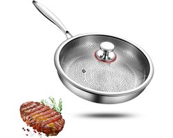 Titanium Braadpan - Hapjespan Koekenpan - Gezond Koken - Gehamerd Antiaanbak - 28 cm - Zilver