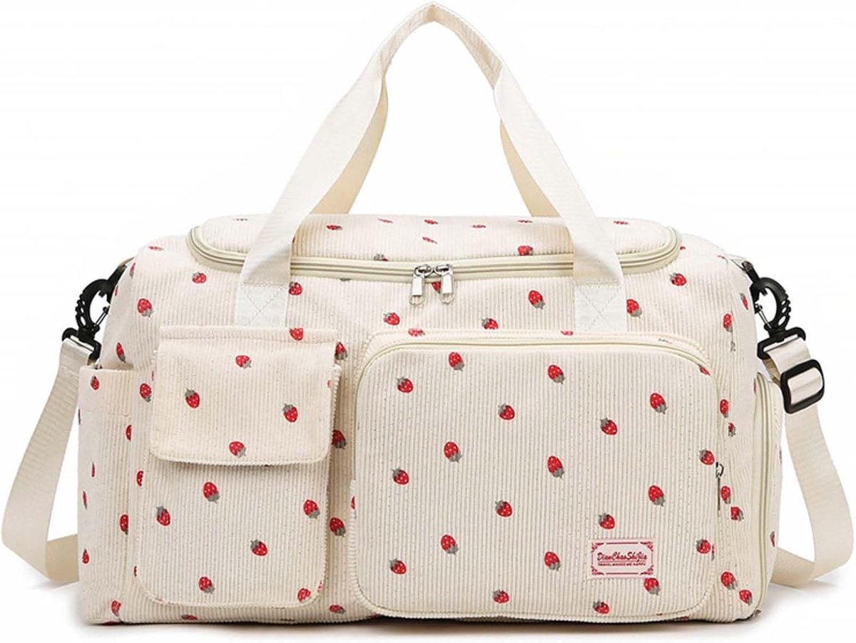 Sporttas voor Vrouwen - Weekend Reistas met Schoencompartiment en Waterdichte Scheiding, 20-35L, Beige, 48*27*24cm