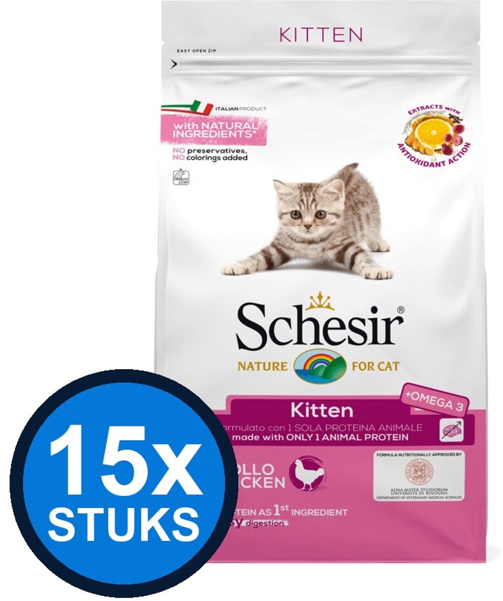 15x Schesir - Kattenvoer - Droogvoer - Onderhoud Kip - 400g