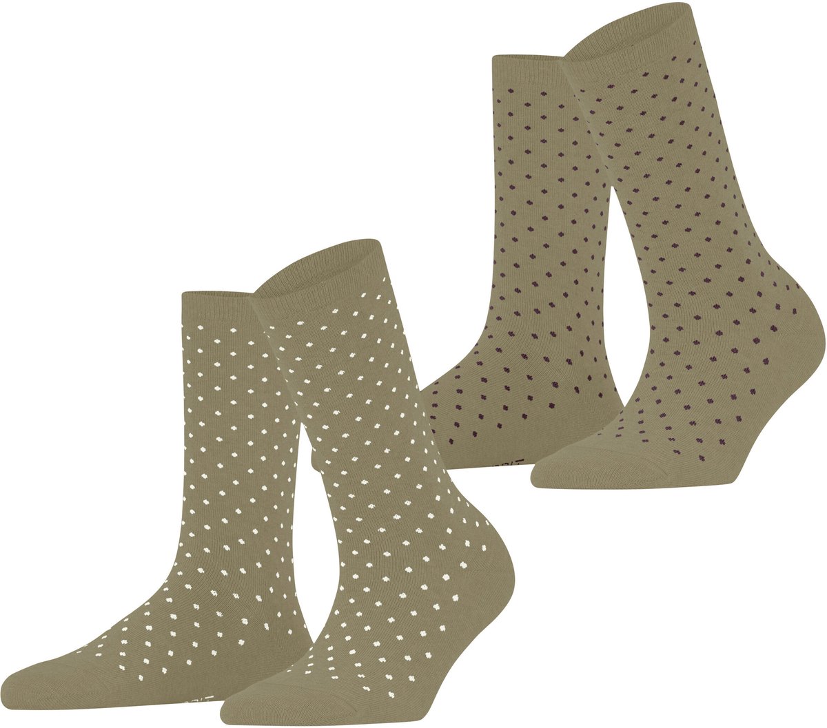 Esprit Fine Dot 2-Pack gedessineerd katoen multipack sokken dames groen - maat 39-42