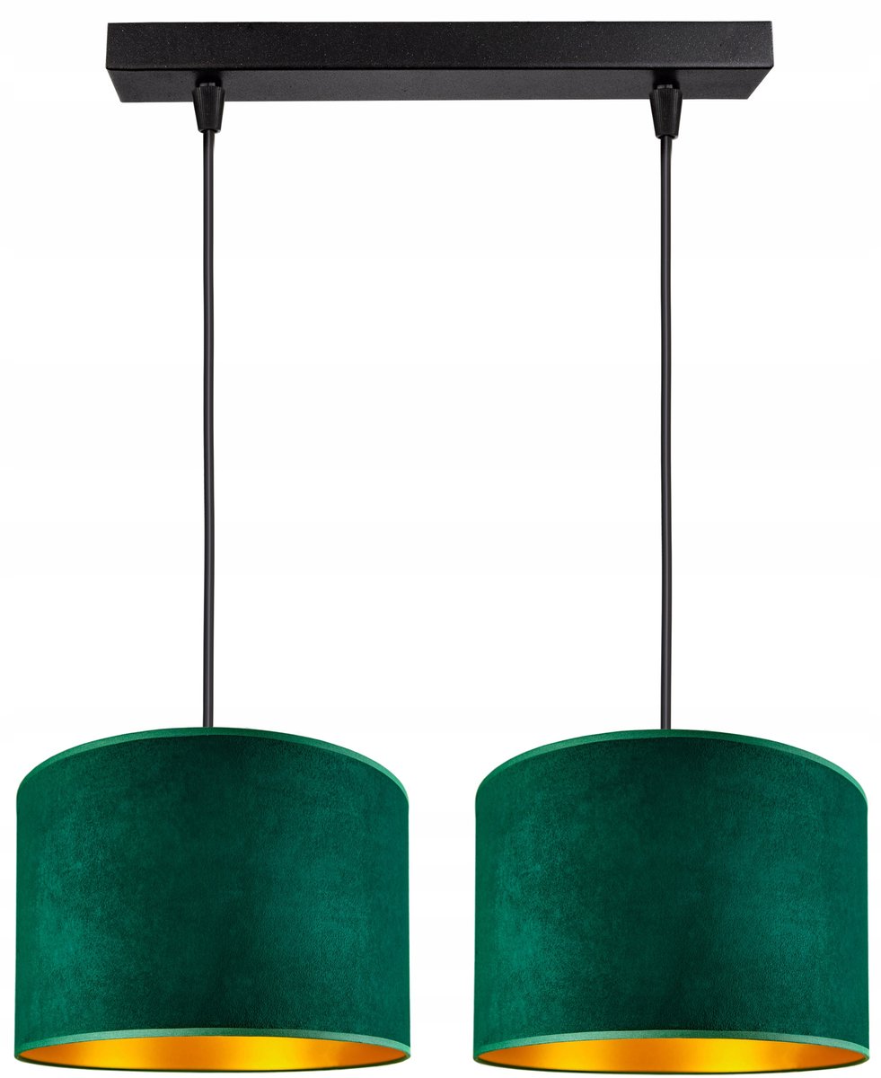 Luxe Plafondlamp met Velours Kap - Fluwelen Hanglamp Groen/Goud