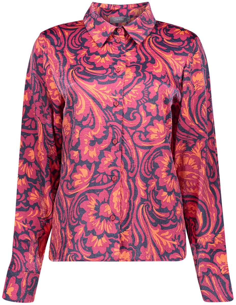 Geisha Blouse Blouse Met Sierlijke Print 63675 20 Navy/coral Dames Maat - XS