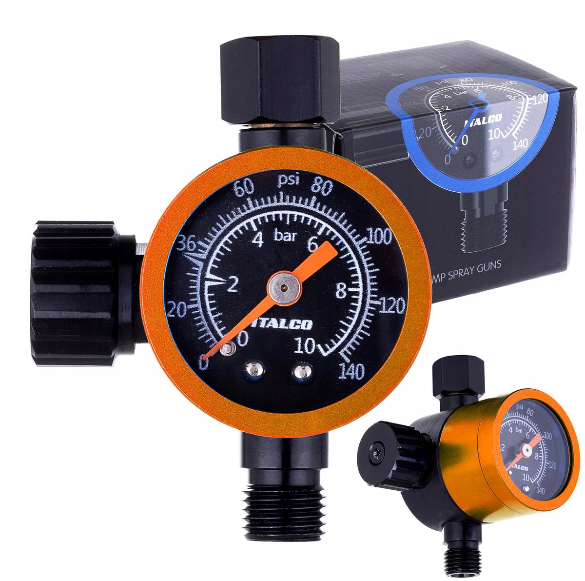 Merkloos Membraan Drukregelaar voor Spuitpistool met Manometer 0-10 Bar