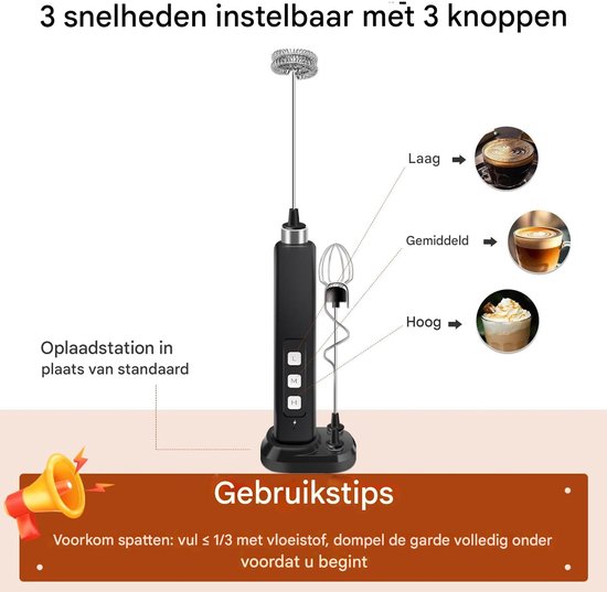 Elektrische Melkopschuimer - Handmixer - Draagbare Koffie Schuimer - Handmixer - Handmelkopschuimer - Elektrische Schuimer voor Koffie — afbeelding 4