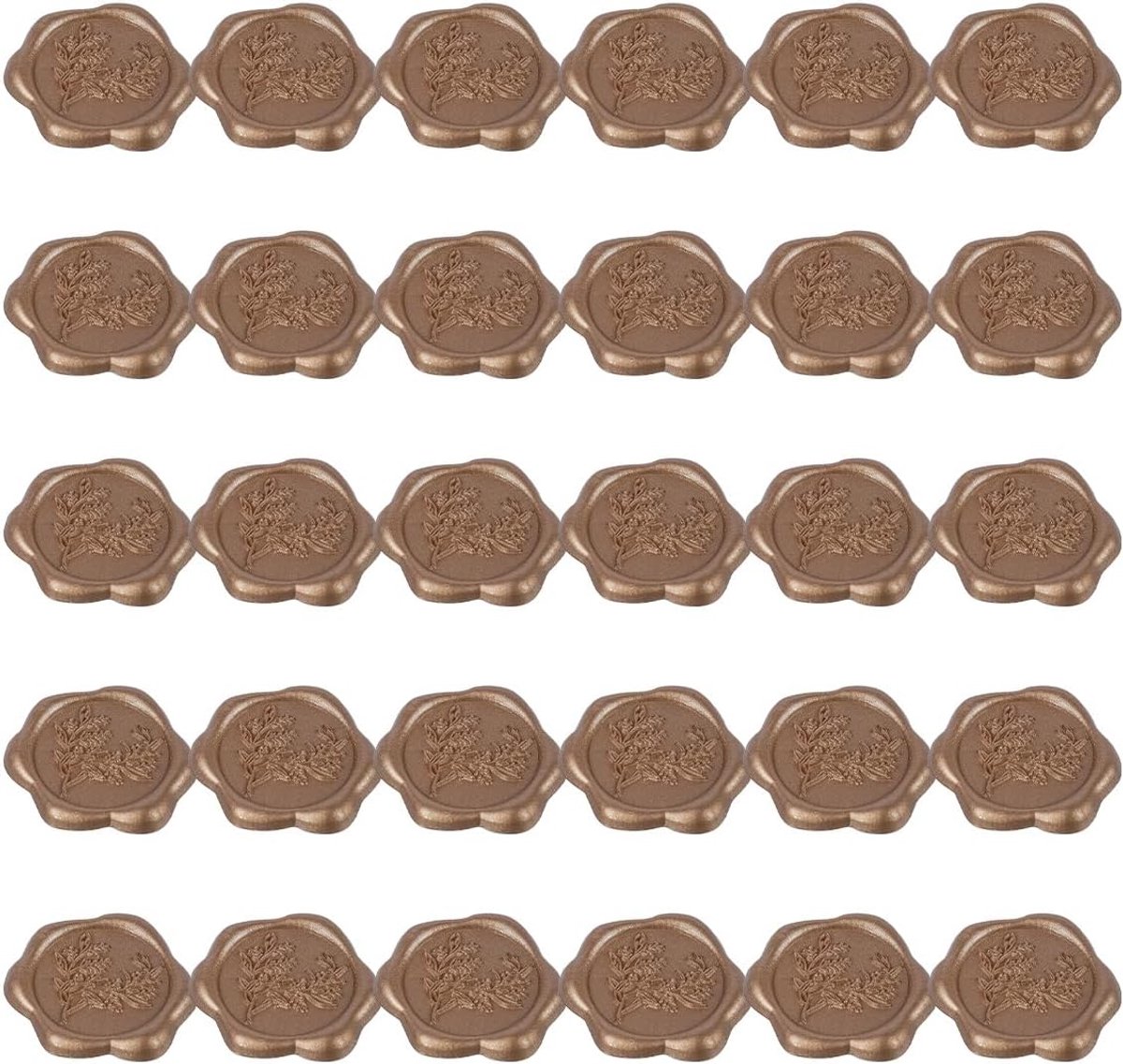 30PCS Gouden zelfklevende wax zegels decoratie voor uitnodigingen en enveloppen rozemarijn patroon wax zegel stickers