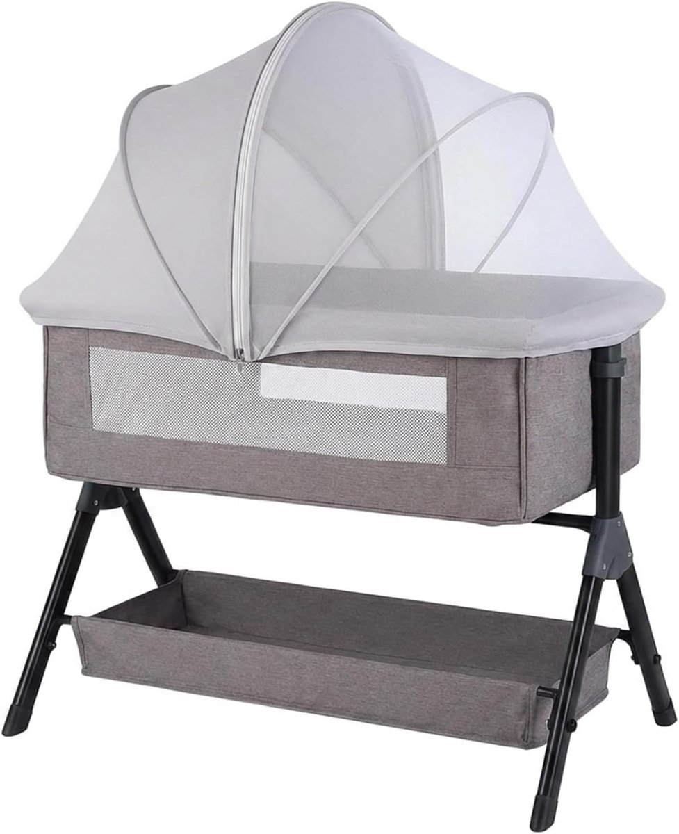 Muggennet, insektennet & muggennet voor babybed, half verduistering met zonbescherming, ademend muggennet met 2-weg ritssluiting voor kattenschutz (Grijs)