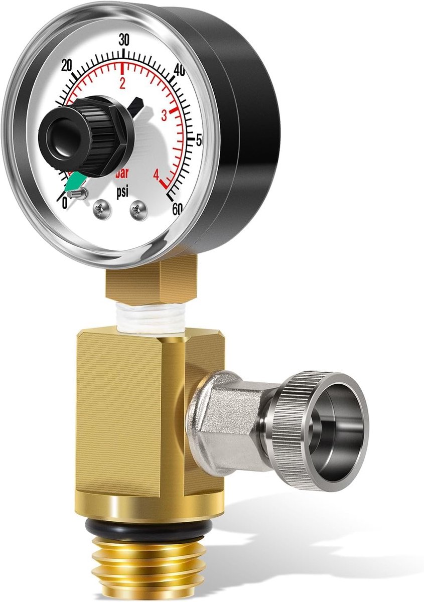 Handontlastingsklep met drukmeter vervanging voor 98209800 RV40600 - compatibel met Clean & Clear, FNS Plus, Predator zwemfilter - incl. afdichting, clip en teflon tape