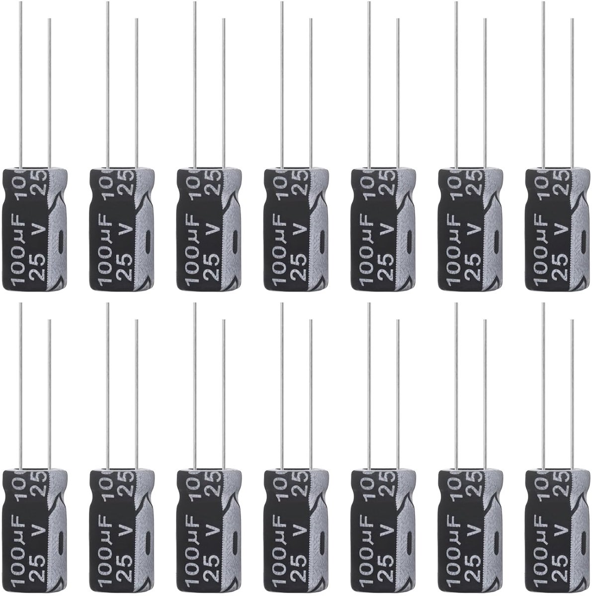 15 stuks condensatoren 100uF 25V Elkos condensator 100μF 25Volt Aluminium Elektrolytische condensator 6x12MM Electrolytische Capacitors 100 uF MFD 105°C