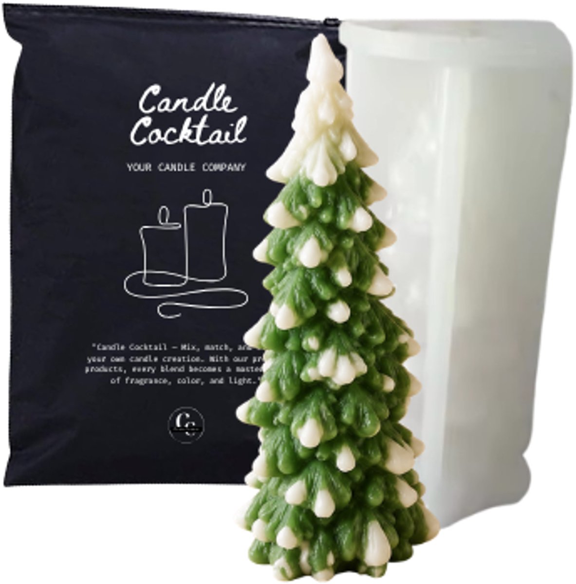 Kerstboom Snowy XL Siliconen Mal #356 | 7 x 15 cm | Candle Cocktail® | 3D Gietmal | Kaarsenmal | Kaarsen Maken | Chocolade Mal | Zeepmal | Resin & Epoxy | Gips & Jesmonite | Flexibel | Herbruikbaar | Gedetailleerd Resultaat | Inclusief Dustbag | DIY