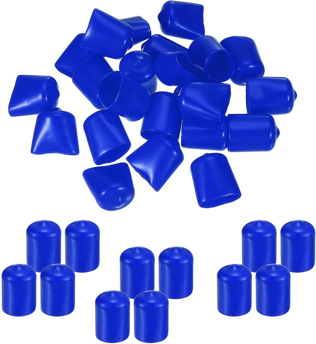 Ronde rubberen eindkappen 15,5 mm ID, 50 stuks rubberen boutafdekkappen vinyl rubber flexibele schroefdraadbeschermers voor metalen buisstangbouten, blauw