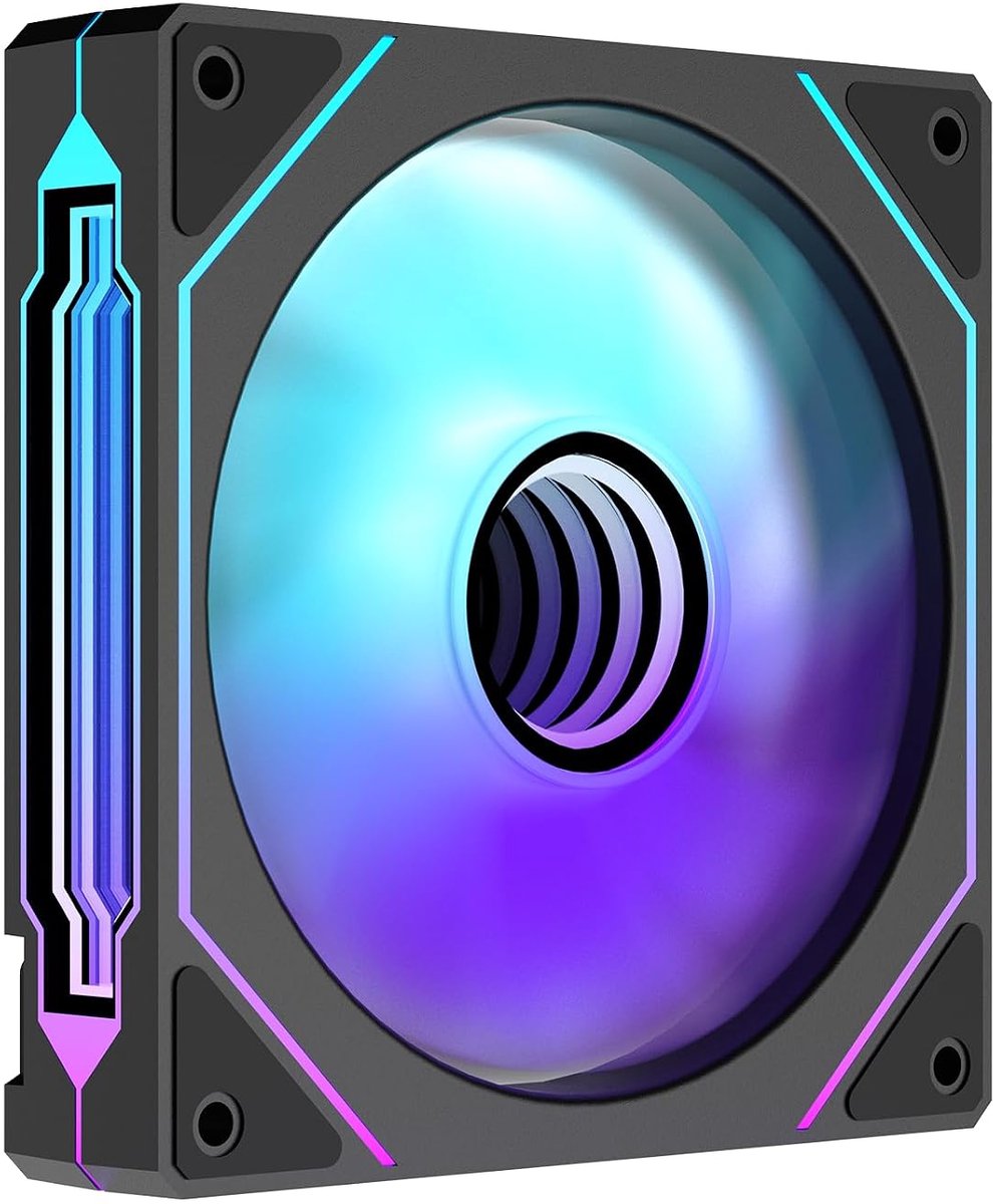 Prism 4 Pro RGB ventilator 120 mm zwart, 5 V 3-pins moederbord synchroniseerbare 4-pins spiegel PWM ARGB pc-behuizing ventilator