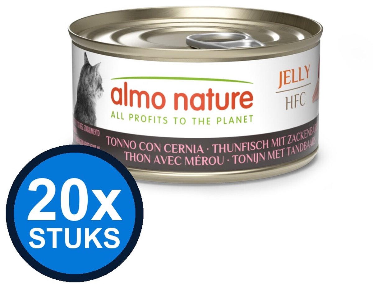 20x Almo Nature HFC cat blik jelly tonijn&tandbaars 70gr