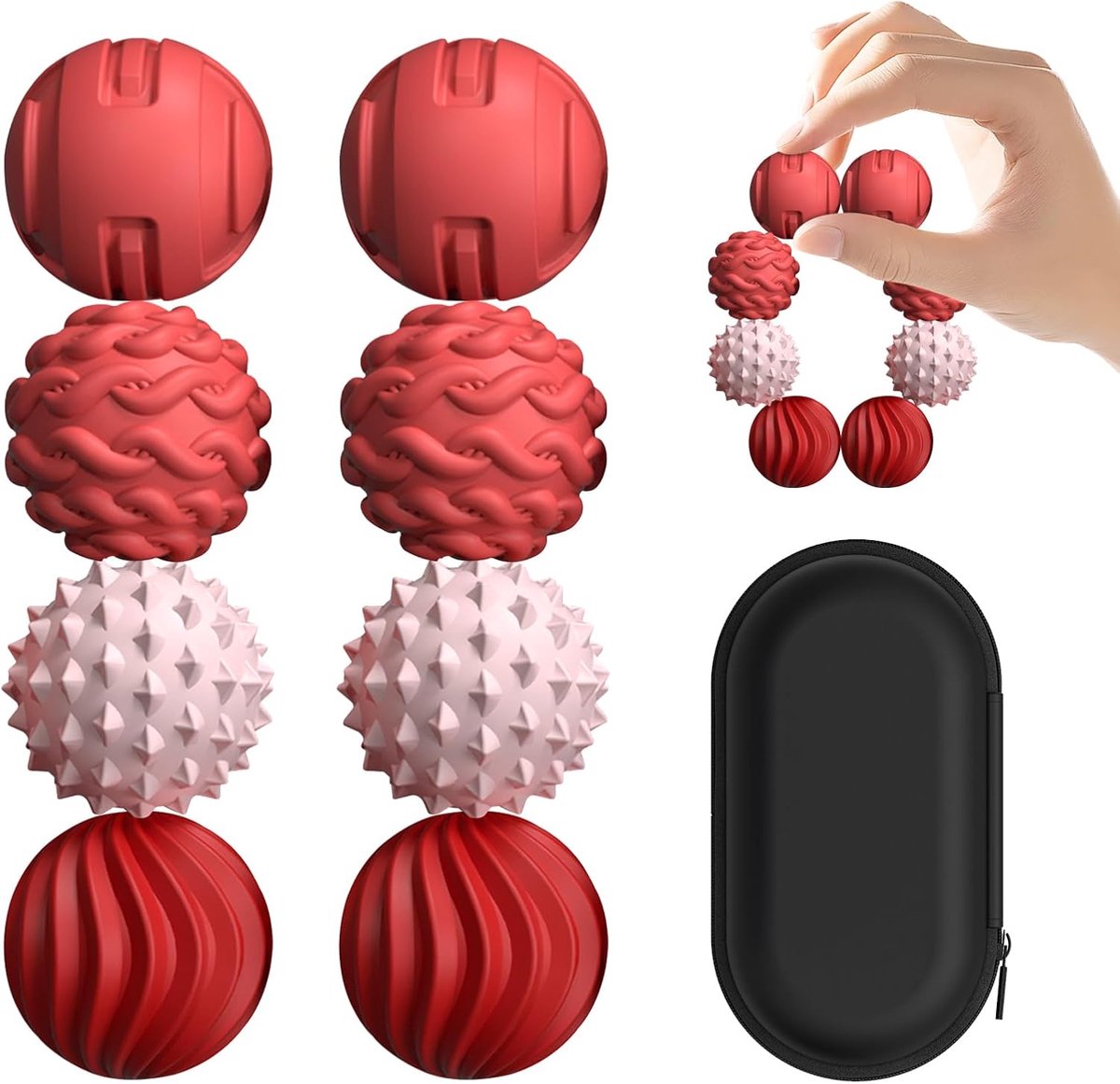 8 stuks magnetische siliconen fidgetspeelgoed, sensorische siliconen ballen, gestructureerde stressballen, bureauspeelgoed voor kantoor en thuis, leuk cadeau-idee voor mannen en vrouwen, roze