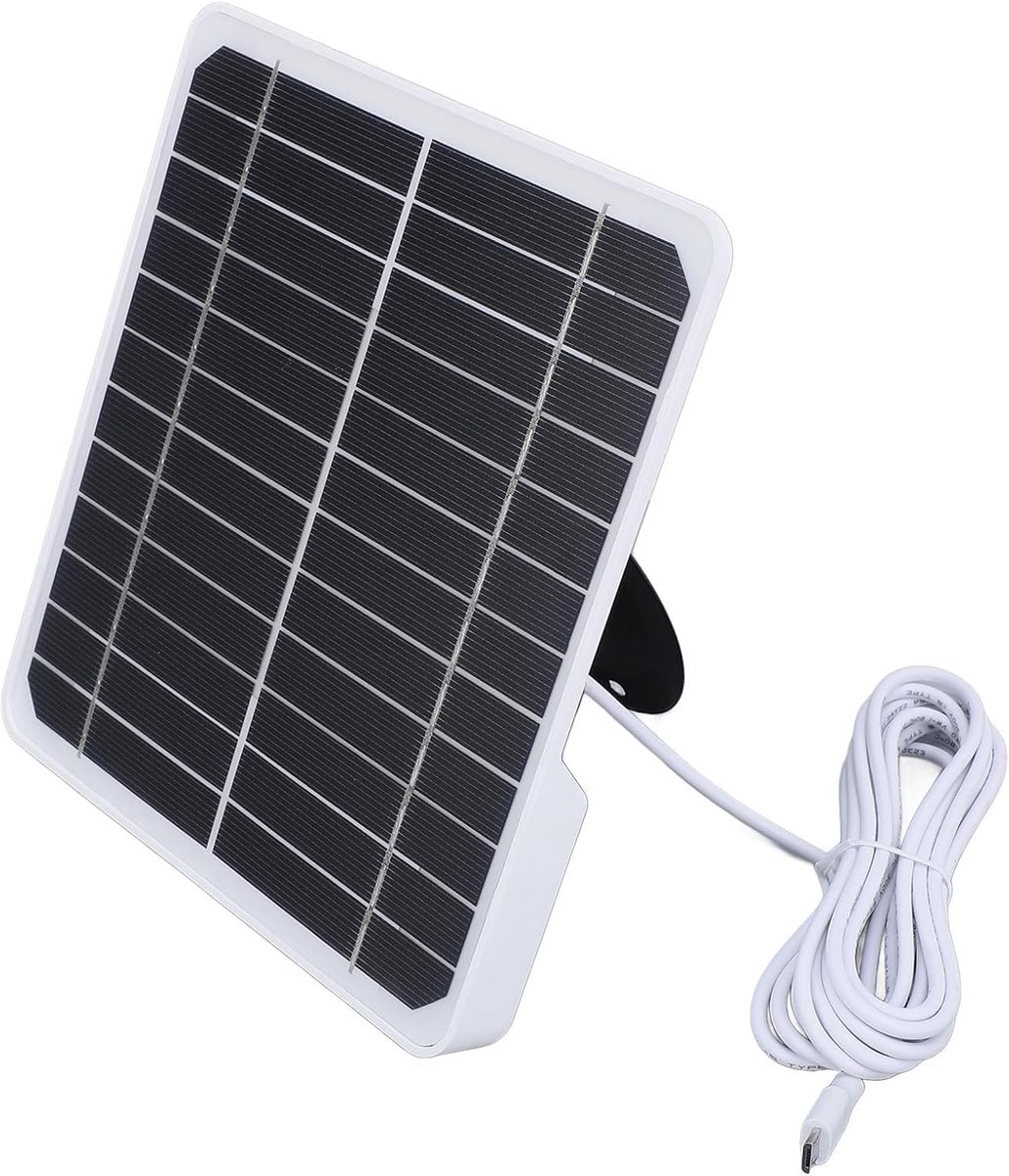 Zonnepanelen voor camera's, 20W 5V Wandzonnepaneel Monokristallijn Zonnepaneeloplader USB-zonnepaneelcamera Zonnepaneel met 9,8ft Oplaadkabel voor Beveiligingscamera